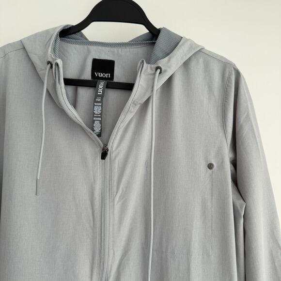 Vuori Outdoor Trainer Shell Jacket Womens Large Gray Lightweight Full Zip Hooded - Picture 8 of 11